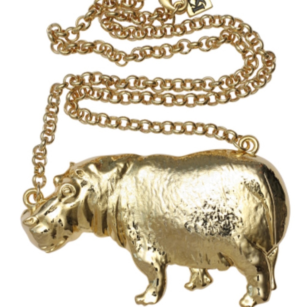 Hot Hippo Necklace Hippopotamus Jungle Jewelry in sexy and rich gold-tone